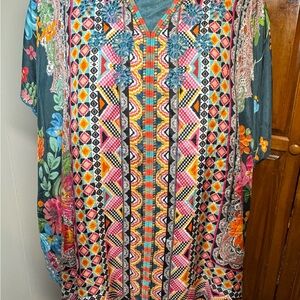Johnny Was 100% Silk Magdalene Poncho - Size XL